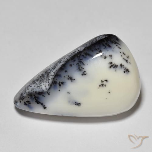 12.30ct 天然 白と黒 樹状瑪瑙, 洋梨の形, オペーク