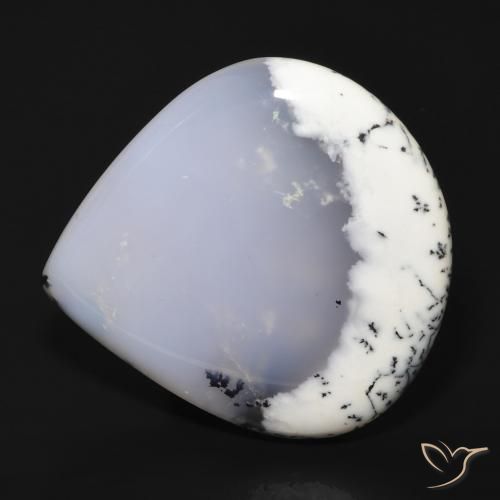 62.65ct 天然 白と黒 樹状瑪瑙, 洋梨の形, 半透明