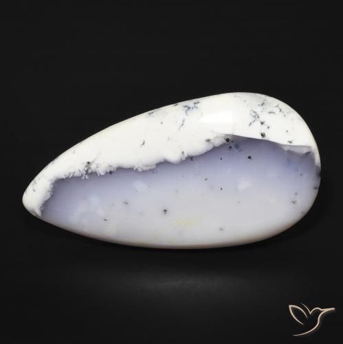 43.66ct 天然 白と黒 樹状瑪瑙, 洋梨の形, オペーク