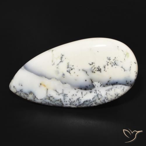 53.84ct 天然 白と黒 樹状瑪瑙, 洋梨の形, オペーク