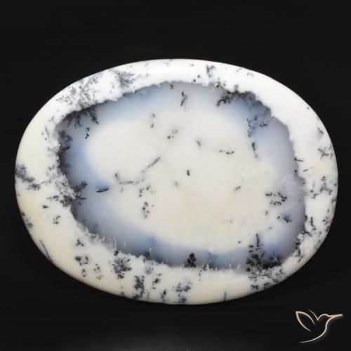 215.80ct 天然 白と黒 樹状瑪瑙, 楕円形, オペーク