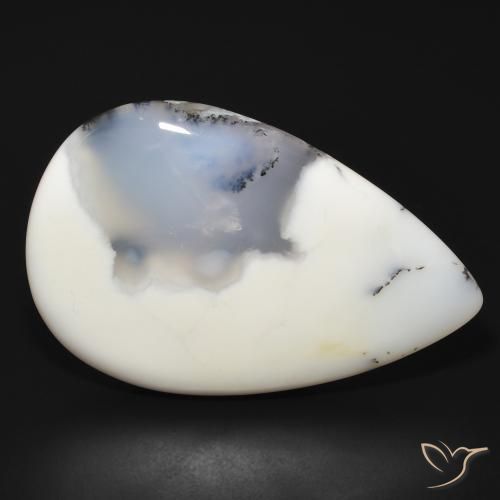 66.10ct 天然 白と黒 樹状瑪瑙, 洋梨の形, オペーク