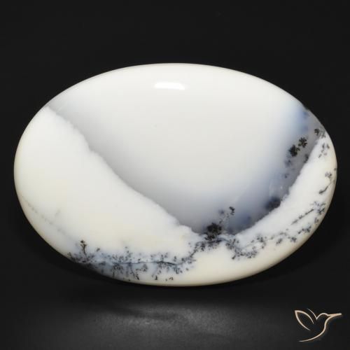 83.43ct 天然 白と黒 樹状瑪瑙, 楕円形, オペーク