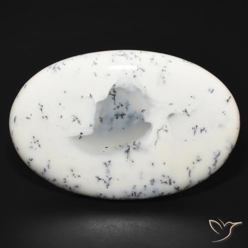 88.08ct 天然 白と黒 樹状瑪瑙, 楕円形, オペーク