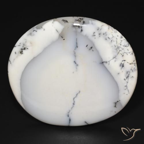 169.76ct 天然 白と黒 樹状瑪瑙, 楕円形, オペーク