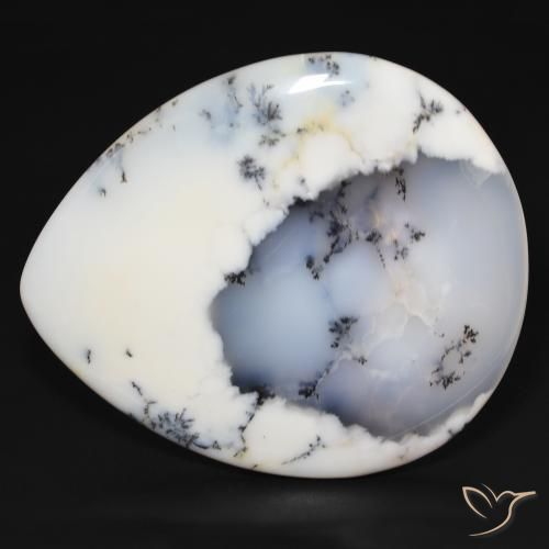 159.38ct 天然 白と黒 樹状瑪瑙, 洋梨の形, オペーク