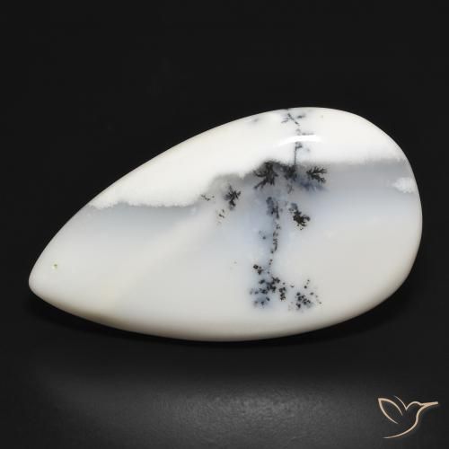 29.30ct 天然 白と黒 樹状瑪瑙, 洋梨の形, オペーク