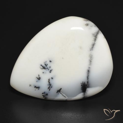 31.45ct 天然 白と黒 樹状瑪瑙, 洋梨の形, オペーク