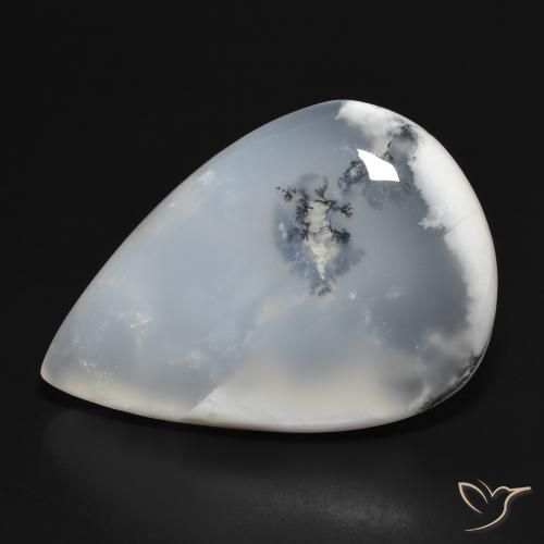 31.41ct 天然 白と黒 樹状瑪瑙, 洋梨の形, 半透明