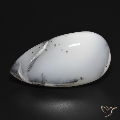 28.02ct 天然 白と黒 樹状瑪瑙, 洋梨の形, オペーク