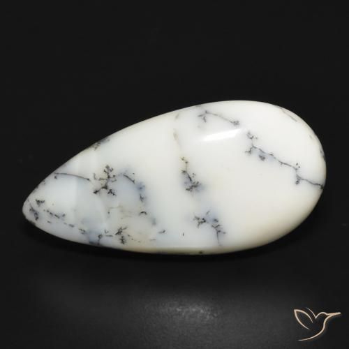 11.14ct 天然 白と黒 樹状瑪瑙, 洋梨の形, オペーク
