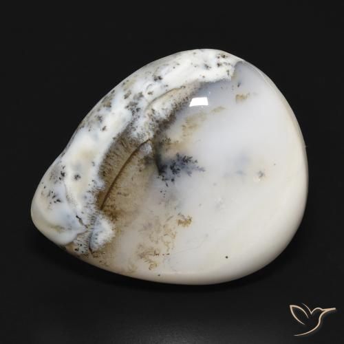 24.75ct 天然 白と黒 樹状瑪瑙, 洋梨の形, オペーク