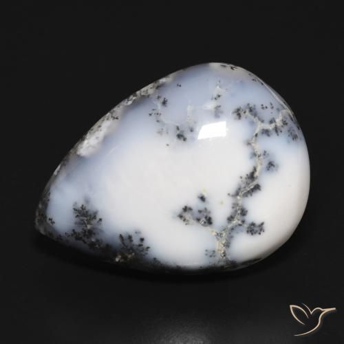 15.20ct 天然 白と黒 樹状瑪瑙, 洋梨の形, オペーク