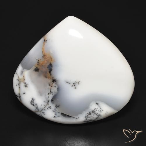 34.61ct 天然 白と黒 樹状瑪瑙, 洋梨の形, オペーク