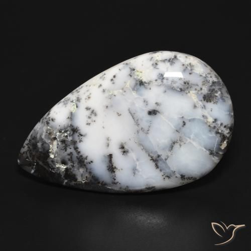 29.38ct 天然 白と黒 樹状瑪瑙, 洋梨の形, オペーク