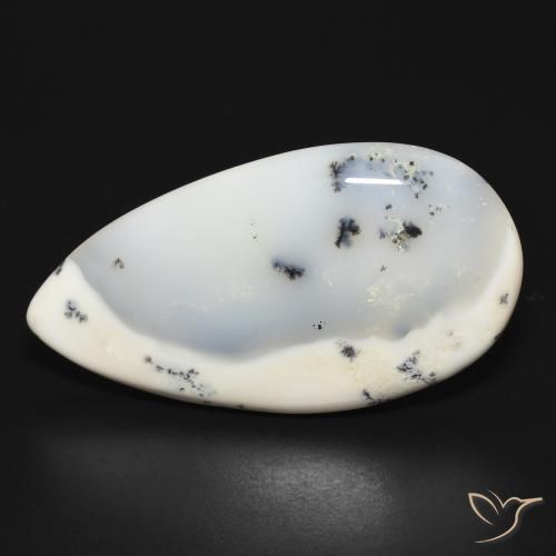 32.04ct 天然 白と黒 樹状瑪瑙, 洋梨の形, オペーク