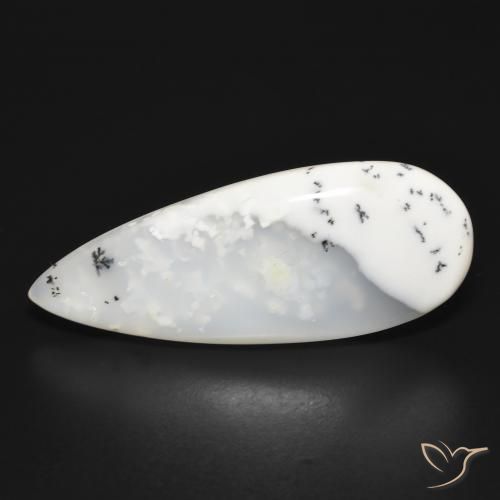 20.07ct 天然 白と黒 樹状瑪瑙, 洋梨の形, 半透明
