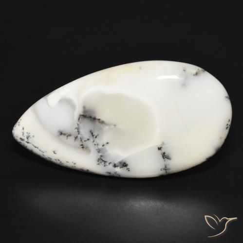 32.69ct 天然 白と黒 樹状瑪瑙, 洋梨の形, オペーク