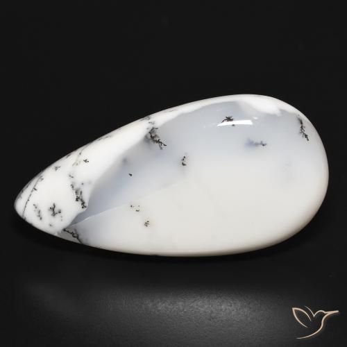 34.01ct 天然 白と黒 樹状瑪瑙, 洋梨の形, オペーク