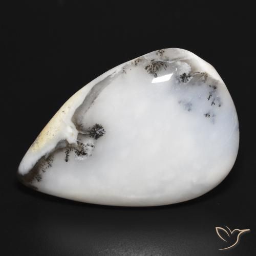29.80ct 天然 白と黒 樹状瑪瑙, 洋梨の形, オペーク