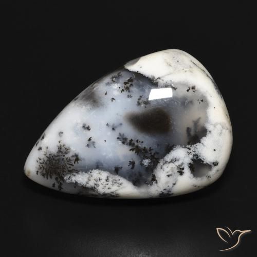 23.36ct 天然 白と黒 樹状瑪瑙, 洋梨の形, オペーク