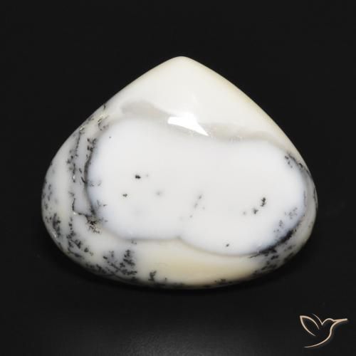 11.88ct 天然 白と黒 樹状瑪瑙, 洋梨の形, オペーク