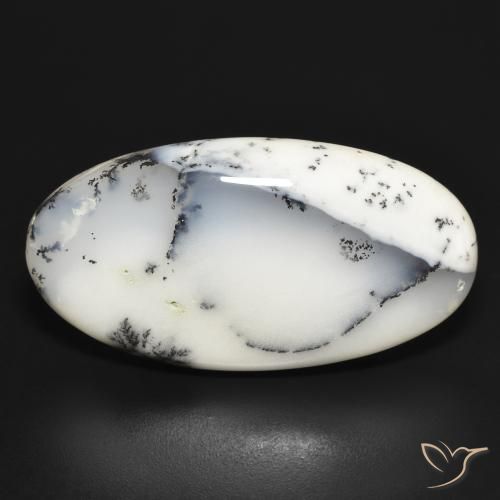 32.41ct 天然 白と黒 樹状瑪瑙, 楕円形, オペーク