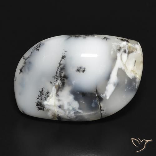 18.88ct 天然 白と黒 樹状瑪瑙, ファンシー, オペーク