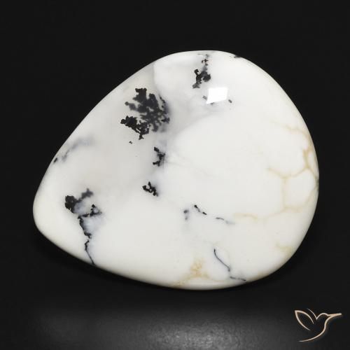 15.30ct 天然 白と黒 樹状瑪瑙, 洋梨の形, オペーク
