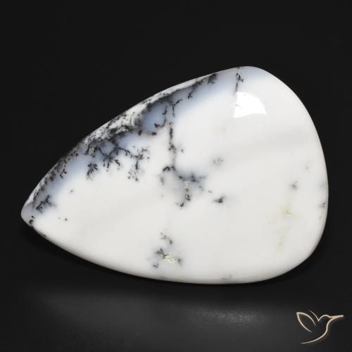 36.87ct 天然 白と黒 樹状瑪瑙, 洋梨の形, オペーク