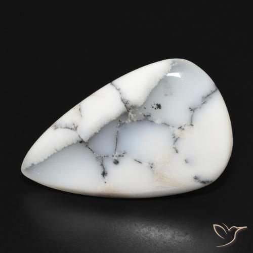 15.10ct 天然 白と黒 樹状瑪瑙, 洋梨の形, オペーク