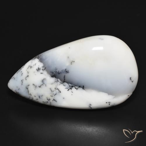 43.76ct 天然 白と黒 樹状瑪瑙, 洋梨の形, オペーク