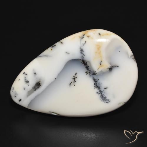 29.77ct 天然 白と黒 樹状瑪瑙, 洋梨の形, オペーク
