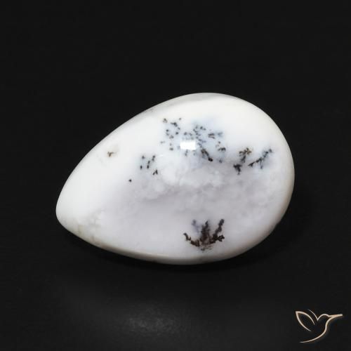 3.71ct 天然 白と黒 樹状瑪瑙, 洋梨の形, オペーク