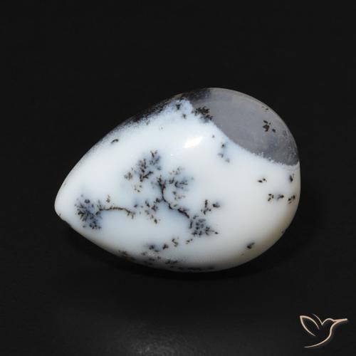 4.57ct 天然 マルチカラーホワイト 樹状瑪瑙, 洋梨の形, オペーク