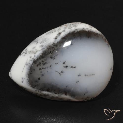 10.99ct 天然 白と黒 樹状瑪瑙, 洋梨の形, オペーク