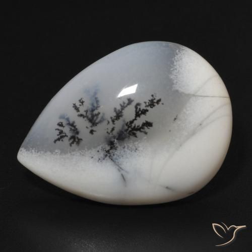 11.07ct 天然 白と黒 樹状瑪瑙, 洋梨の形, オペーク