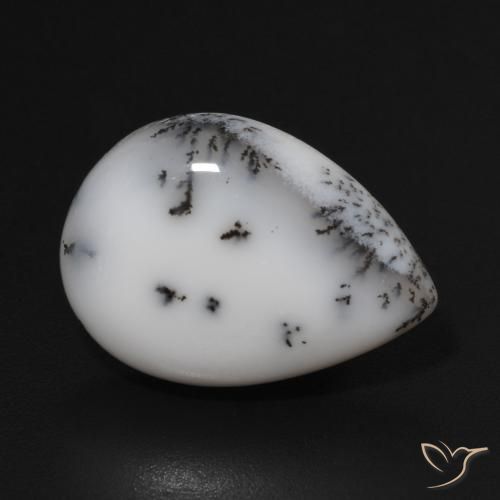 9.52ct 天然 白と黒 樹状瑪瑙, 洋梨の形, オペーク