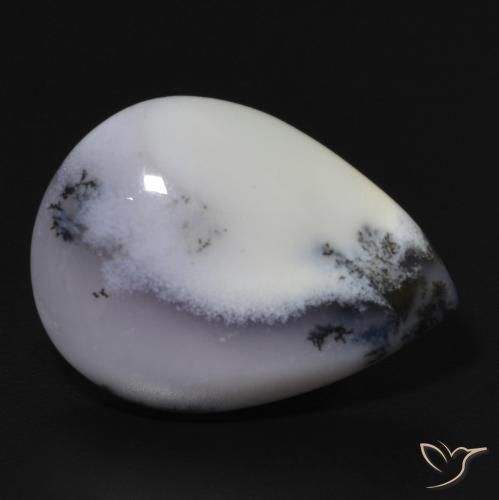 11.82ct 天然 白と黒 樹状瑪瑙, 洋梨の形, オペーク