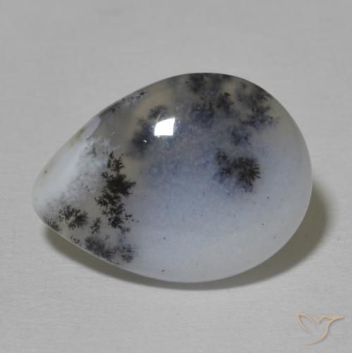 9.20ct 天然 白と黒 樹状瑪瑙, 洋梨の形, オペーク