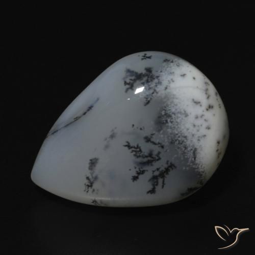 9.52ct 天然 白と黒 樹状瑪瑙, 洋梨の形, オペーク