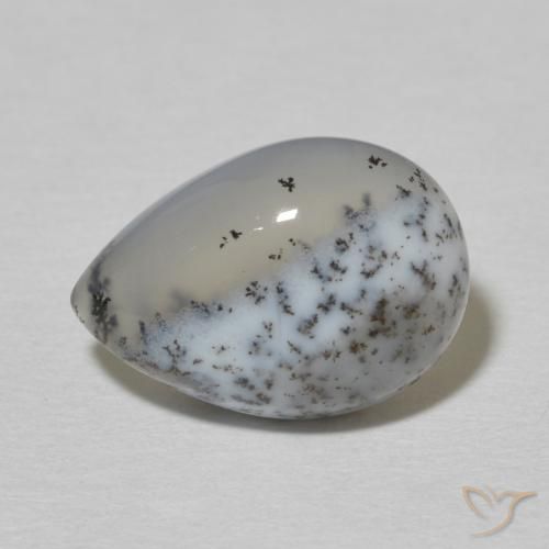 4.56ct 天然 白と黒 樹状瑪瑙, 洋梨の形, オペーク