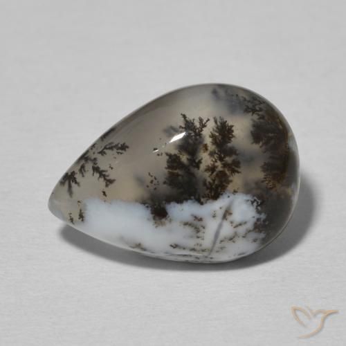 4.77ct 天然 白と黒 樹状瑪瑙, 洋梨の形, オペーク