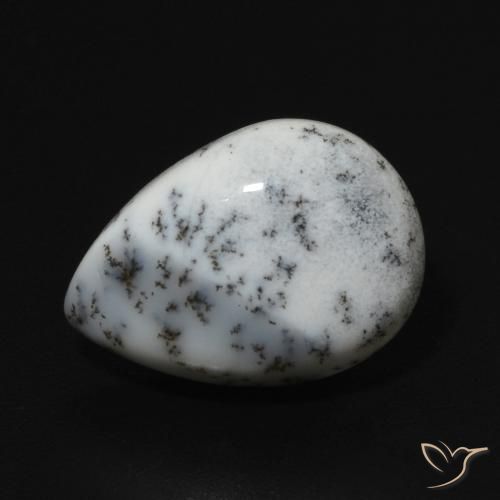 5.06ct 天然 白と黒 樹状瑪瑙, 洋梨の形, オペーク