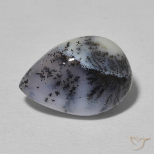 4.80ct 天然 白と黒 樹状瑪瑙, 洋梨の形, オペーク