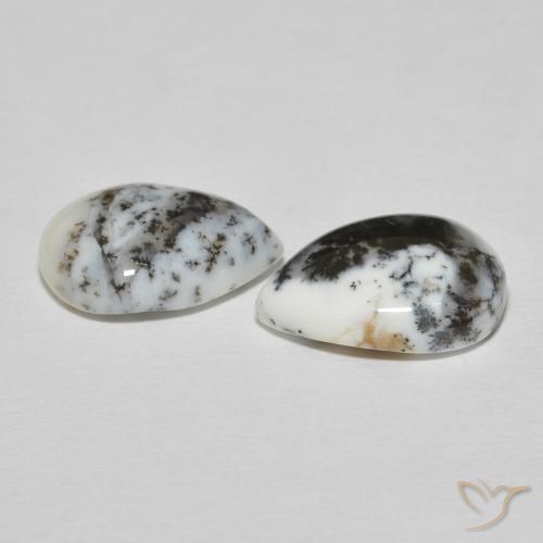 Shop natural 7.78ct 白と黒 樹状瑪瑙 gems, 洋梨の形, from インド at GemSelect. In stock, global shipping!
