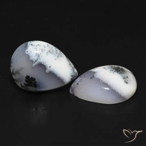 Shop natural 13.40ct 白と黒 樹状瑪瑙 gems, 洋梨の形, from インド at GemSelect. In stock, global shipping!