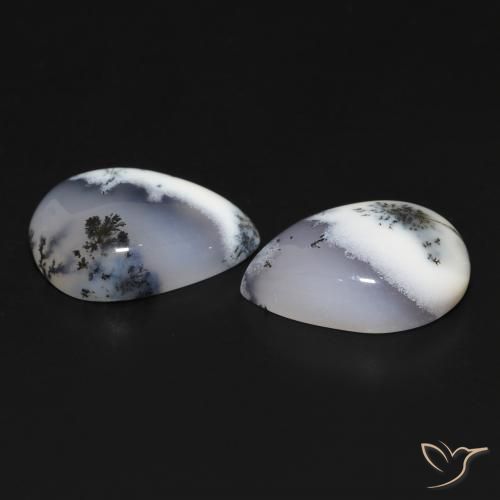 Shop natural 13.40ct 白と黒 樹状瑪瑙 gems, 洋梨の形, from インド at GemSelect. In stock, global shipping!
