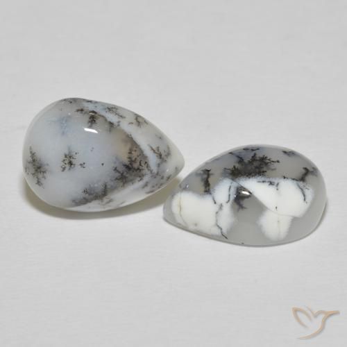Shop natural 10.81ct 白と黒 樹状瑪瑙 gems, 洋梨の形, from インド at GemSelect. In stock, global shipping!