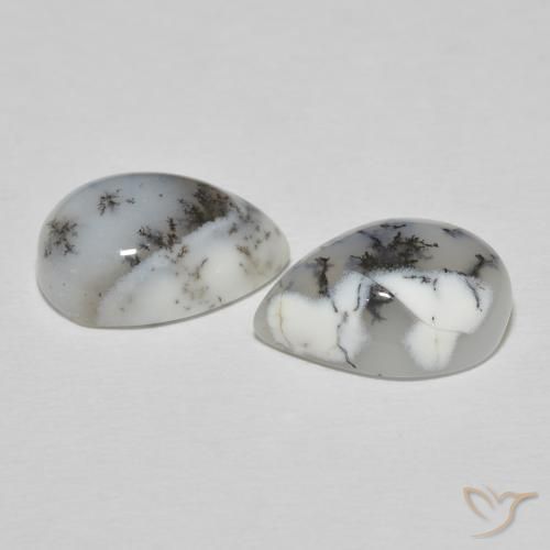 Shop natural 10.81ct 白と黒 樹状瑪瑙 gems, 洋梨の形, from インド at GemSelect. In stock, global shipping!